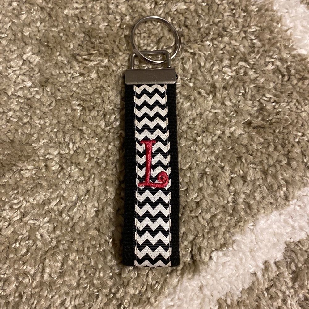 Glittered Chevron “L” Wrist Keychain